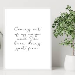 Coming Out Of My Cage- Lyric Wall Print - Gift Idea Bespoke Poster A5 A4 A3 Framed - thumbnail 2