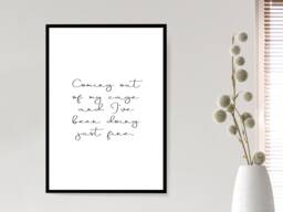 Coming Out Of My Cage- Lyric Wall Print - Gift Idea Bespoke Poster A5 A4 A3 Framed - thumbnail 1