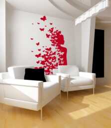 Wall Decal Butterfly Girl, Wall Sticker, Girl Vinyl Stencil, Decor - thumbnail 1