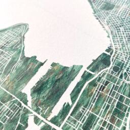 Seattle Map Urban Fabric Watercolor Texture Painting Washington City Plan - Art Print Travel Wedding Anniversary Realtor Moving Gift Grass - thumbnail 2