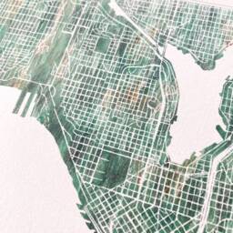Seattle Map Urban Fabric Watercolor Texture Painting Washington City Plan - Art Print Travel Wedding Anniversary Realtor Moving Gift Grass - thumbnail 3