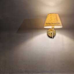 Handmade Brass Wall Sconce - Mid Century Modern Bedside Lamp, Fabric Shade Lighting Fixture - thumbnail 2