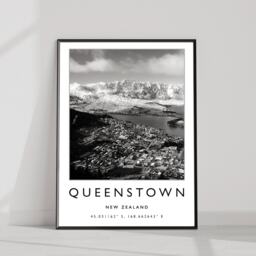 Queenstown New Zealand Travel Poster Minimalist Wall Art - thumbnail 3