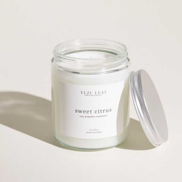 Yuzu Citrus Scented Candle - 7Oz Coconut Wax, Fruity Home Fragrance - image 1