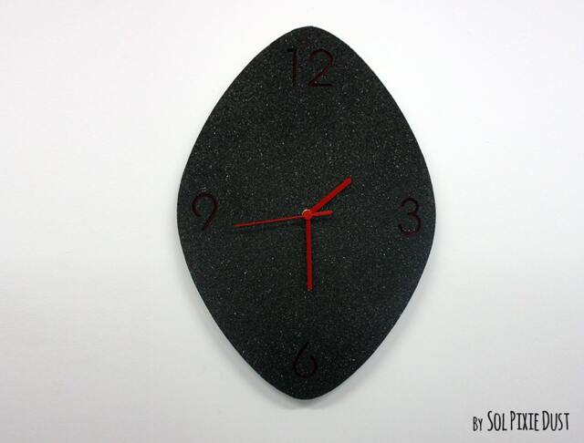 Black Granite Concrete Wall Clock/Modern Lozenge With Textured - Home Decor Minimalist Art Gift Idea - image 1
