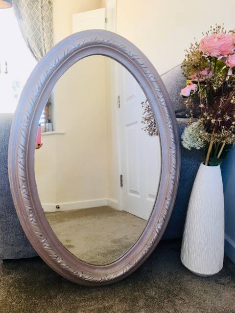 Beautiful Vintage Oval Pink Mirror - image 1