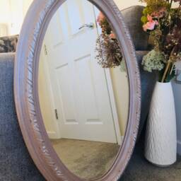 Beautiful Vintage Oval Pink Mirror - thumbnail 2