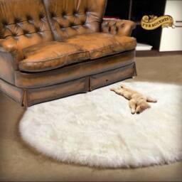 Shaggy Faux Fur Sheepskin Rug, Round Plush Area Rug - thumbnail 3