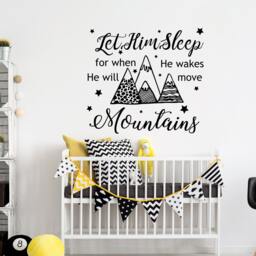 40% Off Mountains Quote Wall Decals. Nursery Stars Decal. Let Him Sleep For When He Wakes Will Move Mountains. Rustic Decor - thumbnail 2