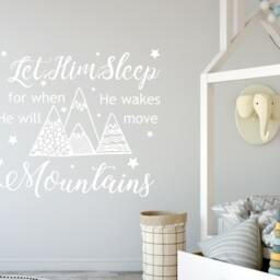 40% Off Mountains Quote Wall Decals. Nursery Stars Decal. Let Him Sleep For When He Wakes Will Move Mountains. Rustic Decor - thumbnail 3