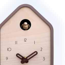 Modern Wooden Cuckoo Clock - Light Brown, Adjustable Volume - thumbnail 3