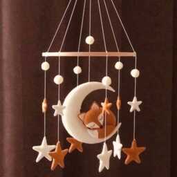 Fox Baby Mobile Celestial Nursery Crib Decor Sleeping Starry Sky - thumbnail 3