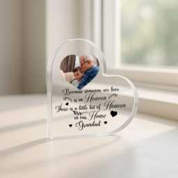 Personalized Heart Acrylic Block Memorial Gift - Custom Photo Frame Remembrance Keepsake For Grandad Nan Mum Dad Friend Bereavement - thumbnail 2