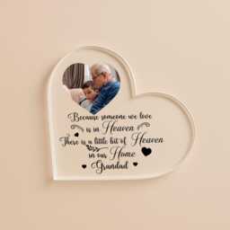 Personalized Heart Acrylic Block Memorial Gift - Custom Photo Frame Remembrance Keepsake For Grandad Nan Mum Dad Friend Bereavement - thumbnail 3