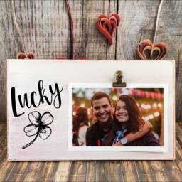 Lucky Wooden Picture Frame, Irish Shamrock Holder, 4 Leaf Clover Photo Board Clip, Family Gift, Mom Present, Best Friends Frame - thumbnail 3