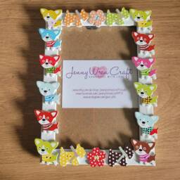 Colourful Wooden Dog Button Photo Frame 4 X 6 Inches - thumbnail 2