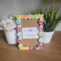 Colourful Wooden Dog Button Photo Frame 4 X 6 Inches - thumbnail 1