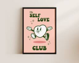The Self Love Club Inspirational Quotes Print, Motivational Wall Art Poster, Positive Affirmation Retro Kitchen - thumbnail 1