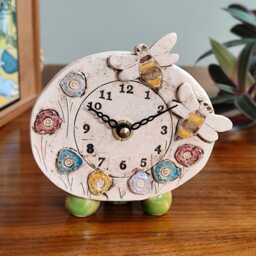 Handmade Ceramic Bee Clock Quirky Meadow Decor - thumbnail 1