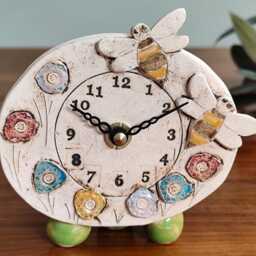 Handmade Ceramic Bee Clock Quirky Meadow Decor - thumbnail 3