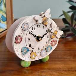 Handmade Ceramic Bee Clock Quirky Meadow Decor - thumbnail 2