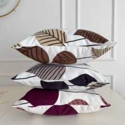 Scandinavian Style Leaf Print Multicolour Cushion Cover Modern Minimalist Pillow - All Sizes - thumbnail 2