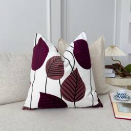 Scandinavian Style Leaf Print Multicolour Cushion Cover Modern Minimalist Pillow - All Sizes - thumbnail 3