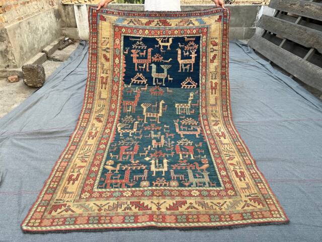 Beautiful 5'4x8'2 Ft Handmade Soumak Kilim Rug, Afghan Wool Area Geometric Nursery Flatweave Outdoor 165x251 cm - image 1
