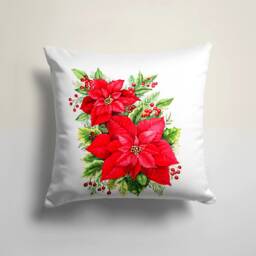 Christmas Flowers Cushion Cover/Floral Pillow Cover/Christmas Throw Case, Decor/Gift For Her/Christmas Gift - thumbnail 2