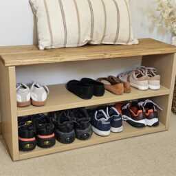 Handmade Wooden Shoe Rack Bench With Coat Rack Entryway Organizer - thumbnail 2