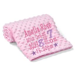 Personalised Baby Blanket With Name, Embroidered Newborn Gift Girl, New Gift, Custom For Born in 2026, Blue Dimple Wrap - thumbnail 2