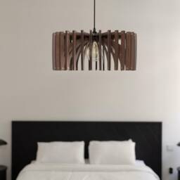 Wood Pendant Light - Mid Century Modern Handmade Lamp Ceiling Chandelier Lighting Industrial Lampshade Shade - thumbnail 2