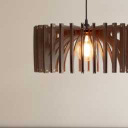 Wood Pendant Light - Mid Century Modern Handmade Lamp Ceiling Chandelier Lighting Industrial Lampshade Shade - thumbnail 3
