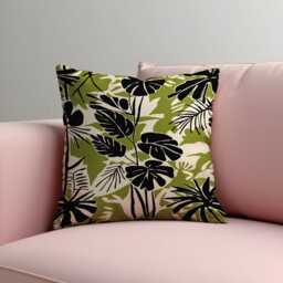Black Green Tropical Leaf Cushion Cover, Modern Botanical Throw Pillowcase, Jungle Style Sofa Case - thumbnail 2