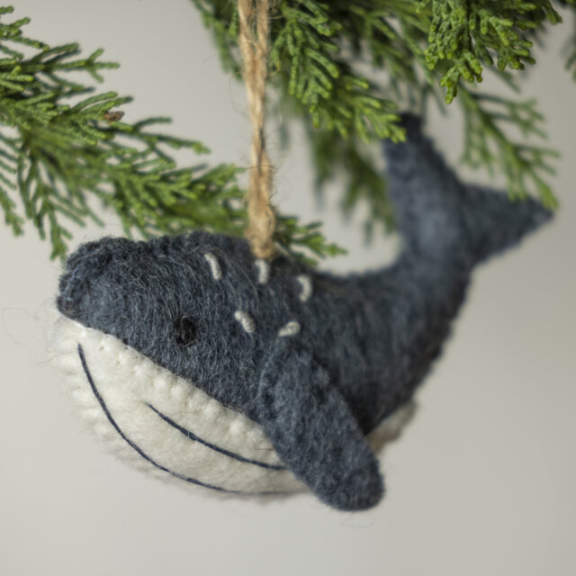 Handmade Felt Grey Whale Ornament Christmas Tree Decoration Gift Ocean Endangered Species Gray Fun - image 1
