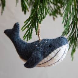 Handmade Felt Grey Whale Ornament Christmas Tree Decoration Gift Ocean Endangered Species Gray Fun - thumbnail 3