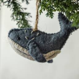 Handmade Felt Grey Whale Ornament Christmas Tree Decoration Gift Ocean Endangered Species Gray Fun - thumbnail 2