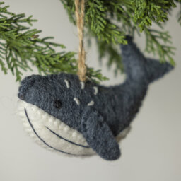 Handmade Felt Grey Whale Ornament Christmas Tree Decoration Gift Ocean Endangered Species Gray Fun