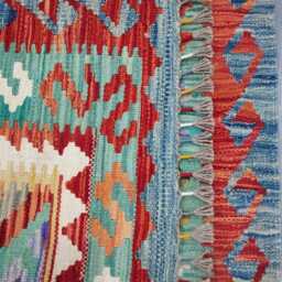 Multicolour Rug, Handmade Artisan Afghan Turkish Scandinavian Navajo Bohemian Flatweave Wool Kilim 156x99 cm - thumbnail 3