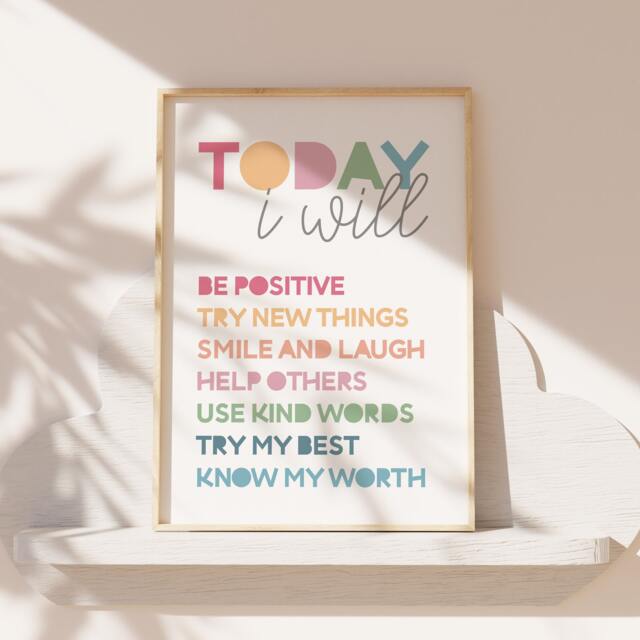 Positive Affirmation Prints, Girls Bedroom Decor, Nursery Wall Art, Mindfulness Kids, Motivational - image 1