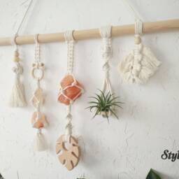 Macrame Wall Hanging/Boho Art Home Decoration, Himalayan Big Crystals To Purify Air in Door - thumbnail 2