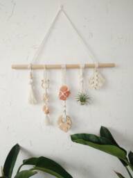 Macrame Wall Hanging/Boho Art Home Decoration, Himalayan Big Crystals To Purify Air in Door - thumbnail 1