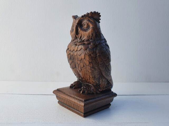 Owl Wooden Finial For Staircase Newel Post, Painted, 1Pc, Finial Bed Post, Statue Of Wood, Decorative Post Cap Bird Face - image 1