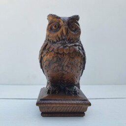Owl Wooden Finial For Staircase Newel Post, Painted, 1Pc, Finial Bed Post, Statue Of Wood, Decorative Post Cap Bird Face - thumbnail 3