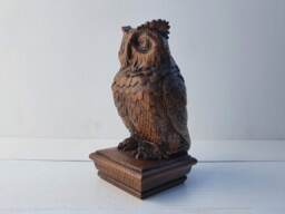 Owl Wooden Finial For Staircase Newel Post, Painted, 1Pc, Finial Bed Post, Statue Of Wood, Decorative Post Cap Bird Face - thumbnail 1