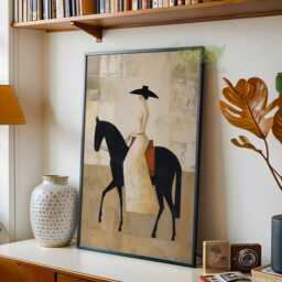 Abstract Cowgirl Oil Painting, Elegant Equestrian Portrait, Western Horse Wall Art, Modern Contemporary Artwork, Rustic Farmhouse Decor - thumbnail 2