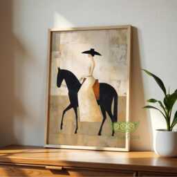 Abstract Cowgirl Oil Painting, Elegant Equestrian Portrait, Western Horse Wall Art, Modern Contemporary Artwork, Rustic Farmhouse Decor - thumbnail 3