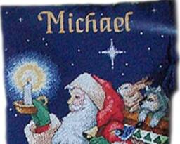 Christmas Stocking With Embroidered Santa Animals Personalised Family Stockings Xmas Nursery Decor Custom Cross Stitch Made To Order
