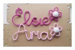 Personalised Knitted Wire Name Sign With Flower, Custom Nursery Wall Decor - thumbnail 1
