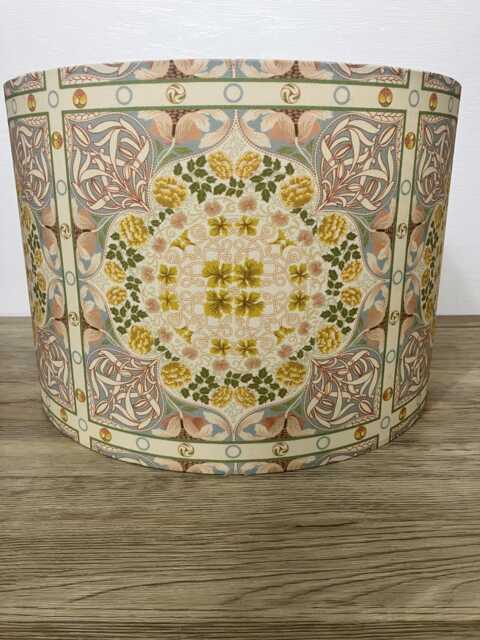 William Morris Lampshade Made in Tile Fabric, Beautiful Yellow Blue & Pink Shade, To Order Various Sizes & Linings - image 1